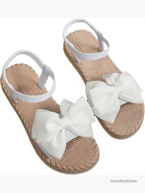 Women's Bow Braided Flat Sandals Open Toe Ankle Strap Lightweight